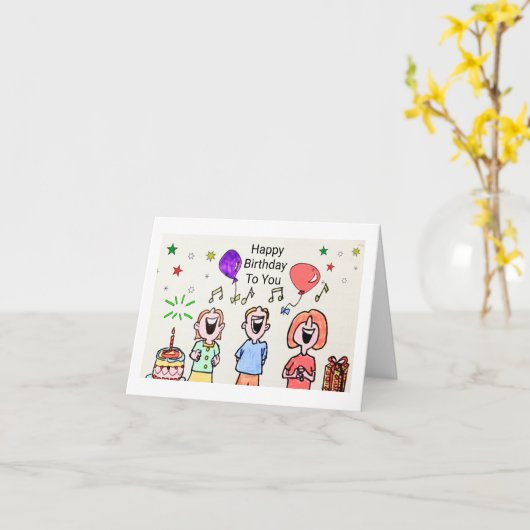 VERJAARDAG KAART - ZINGEN HAPPY BIRTHDAY VOOR JOU (Gele Bloem)