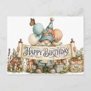 Verjaardag Kabouter Illustratie met Ballonnen Briefkaart