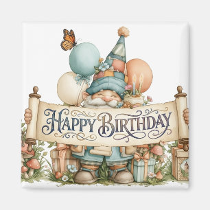 Verjaardag Kabouter Illustratie met Ballonnen Magneet