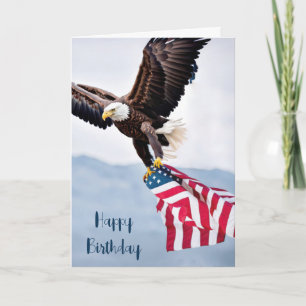 Verjaardag kale adelaar met Amerikaanse vlag Kaart