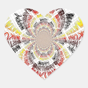 Verjaardag Kaleidoscope Art Print Hart Sticker