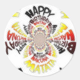 Verjaardag Kaleidoscope Art Print Ronde Sticker
