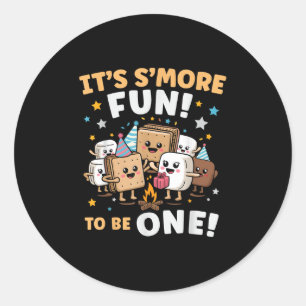 Verjaardag kampvuur marshmallow zijn meer leuke we ronde sticker