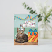 Verjaardag kat ansichtkaart briefkaart (Staand voorkant)