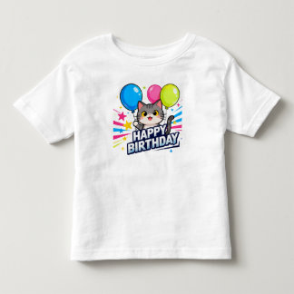 Verjaardag Kat Ballonnen – Mooie Kawaii Gelukkige Kinder Shirts