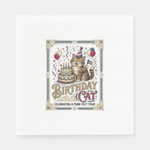 Verjaardag Kat Kat Verjaardag Leeftijd Vintage Vec Servet