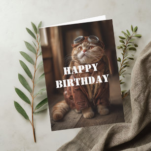Verjaardag Kat Piloot Aviator Cool Grappig Luchtva Kaart