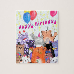 Verjaardag Kat Puzzle Legpuzzel