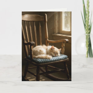 Verjaardag kat slapen op een schommelstoel kaart