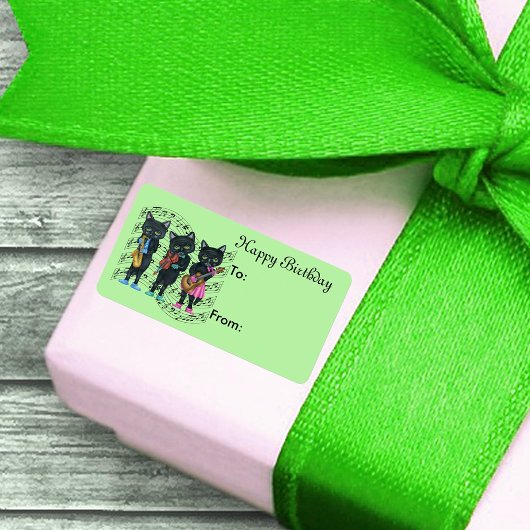 Verjaardag Kattenmuzikanten op Hart van Muzieknote Etiket