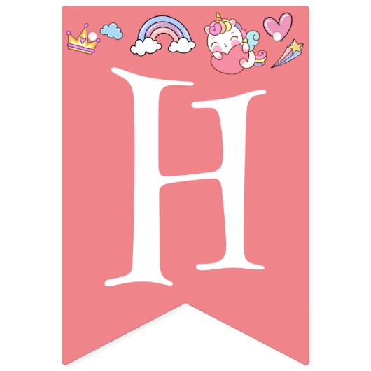 Verjaardag kawaii regenboog eenhoorn galaxy party vlaggetjes (Tweede vlag)