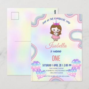 Verjaardag kawaii regenboog eenhoorn Party voor me Briefkaart