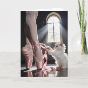 Verjaardag Kleindochter Ballerina met Kitten Kaart