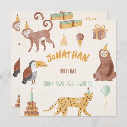 Verjaardag kleine Oerwouden Bedankkaart (Voorkant / Achterkant)