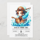 Verjaardag kleine piraat kaart (Voorkant / Achterkant)