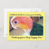 Verjaardag kleine vogel briefkaart (Voorkant / Achterkant)