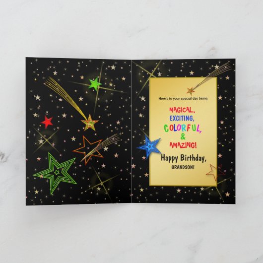 Verjaardag, KLEINZOON, Abstracte Galaxy, Kleurrijk Kaart (Binnen)