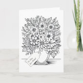 Verjaardag Kleurplaat Kaart Kind om Floral te pers (Voorkant)