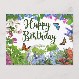 Verjaardag Kleurrijke Bloemen Botanische Tuin  Briefkaart