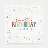 Verjaardag Kleurrijke Confetti Whimsical Kalligraf Servet (Voorkant)