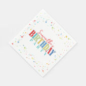 Verjaardag Kleurrijke Confetti Whimsical Kalligraf Servet (Hoek)