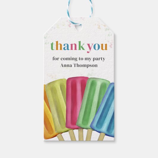 Verjaardag Kleurrijke eenvoudige ijsjes Leuke zome Cadeaulabel (Voorkant)