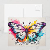Verjaardag Kleurrijke Mooie Vlinder Briefkaart (Voorkant / Achterkant)