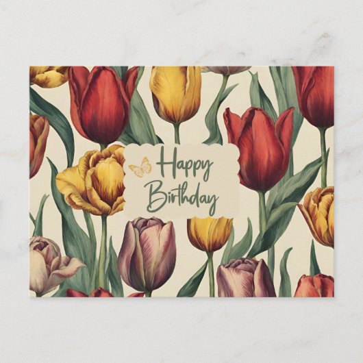 Verjaardag Kleurrijke Tulp Bloemen Briefkaart (Voorkant)