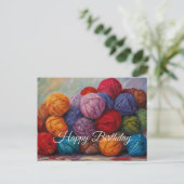 Verjaardag Kleurrijke Wolbal Garens Briefkaart (Staand voorkant)