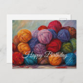 Verjaardag Kleurrijke Wolbal Garens Briefkaart (Voorkant / Achterkant)
