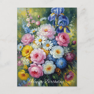 Verjaardag Kleurrijke Zomer Tuin Bloemen  Briefkaart