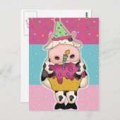 Verjaardag koe briefkaart (Voorkant / Achterkant)