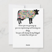 Verjaardag koe feestdagenkaart (Achterkant)