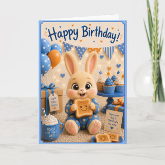 Verjaardag Konijn met Toast van de Baby Bun Buns Kaart