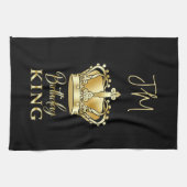 Verjaardag Koning Gouden Kroon Koningin Luxe Monog Theedoek (Horizontaal)