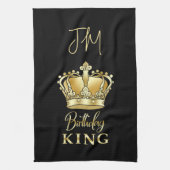 Verjaardag Koning Gouden Kroon Koningin Luxe Monog Theedoek (Verticaal)