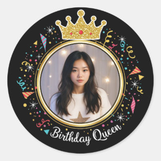 Verjaardag Koningin Gouden Kroon Maak Je Eigen Sti Ronde Sticker