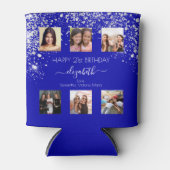 Verjaardag koningsblauw aangepaste foto collage vr blikjeskoeler (Voorkant)