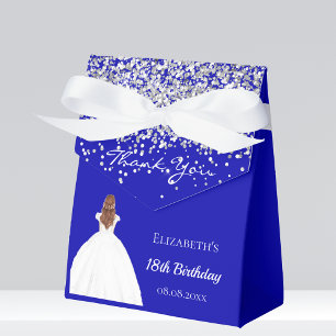 Verjaardag koninklijk blauw wit jurk party bedankdoosjes