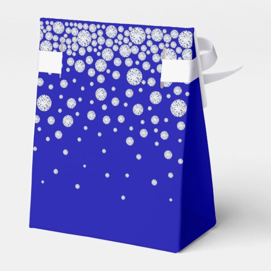 Verjaardag koninklijk blauw wit naam bedankdoosjes (Achterkant)