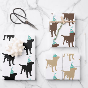 Verjaardag Labrador Gemengde Kleuren Hond in Feest Inpakpapier Vel