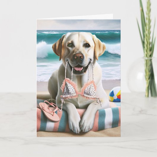 Verjaardag Labrador Retriever met Bikini Top Kaart (Voorkant)