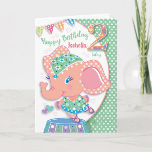 Verjaardag Leeftijd 2, Elle Ballerina Elephant Kaart