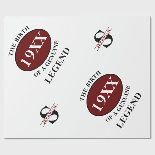 Verjaardag Legend Jaar Monogram Initiaal Naam Vade Cadeaupapier (Vlak)