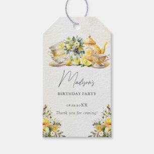  Verjaardag Lemon Tea Party Dank u Cadeaulabel