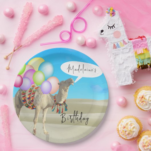Verjaardag Leuk Desert Camel Ballonnen Kleurrijk Papieren Bordje (Feest)