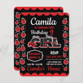 Verjaardag Lieveheersbeestje ontwerp Uitnodiging (Voorkant / Achterkant)