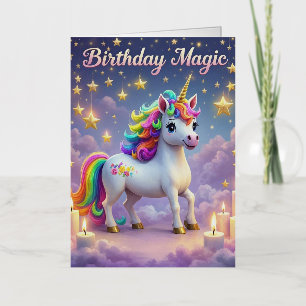 Verjaardag Magic poster Whimsical eenhoorn kinder  Folie Wenskaart