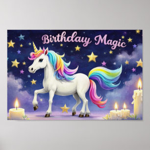 Verjaardag Magic poster Whimsical eenhoorn party a