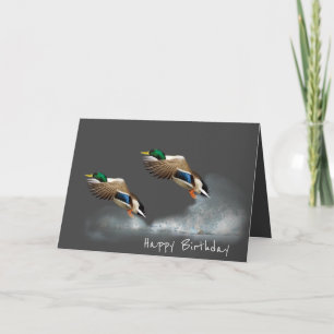 Verjaardag Mallard eenden vliegen over water Kaart